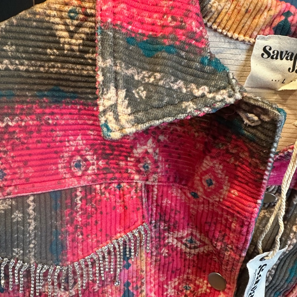 Savanna Jane Multicolor Button Down Jacket with Pockets - Size Large - Picture 4 of 11
